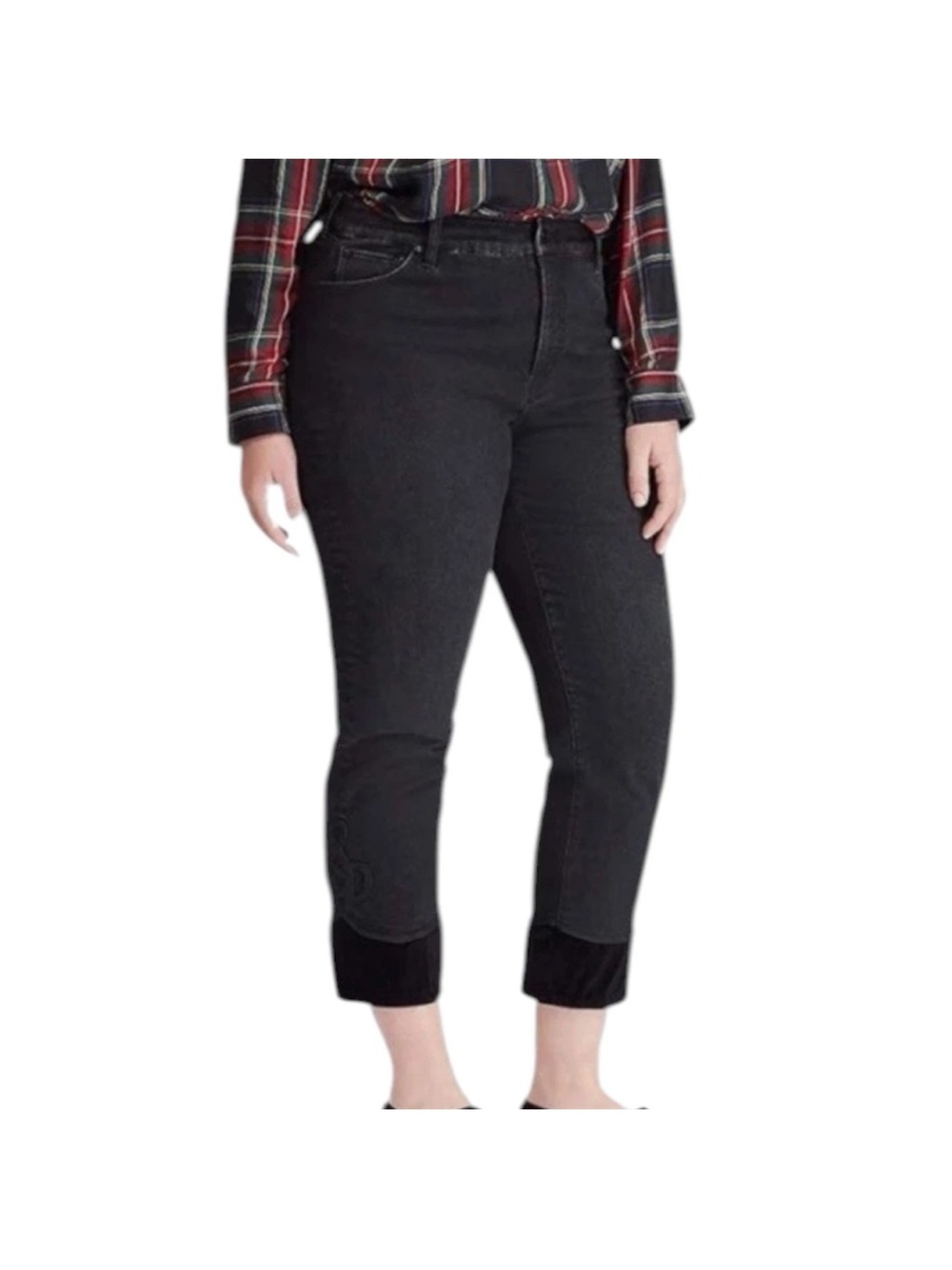 Ralph Lauren Jeans 6 Black Denim Velvet Ankle Detail  Regal Straight  Women’s